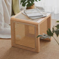 Japanese Style Wood Rattan Stool, Small Space Shoe Bench, Night Stand by Unknown