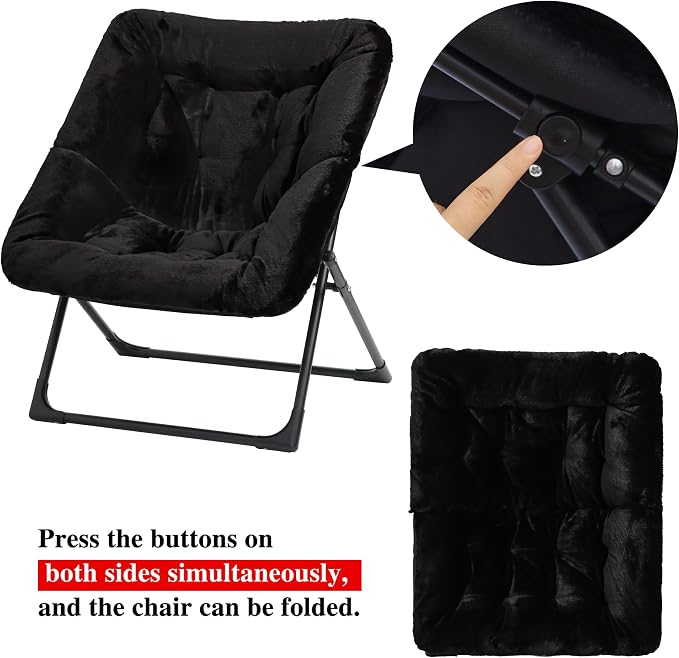 Comfy Saucer Chair for Adults, Soft Faux Fur Bedroom Chair, Accent Dorm Chairs - Image 7