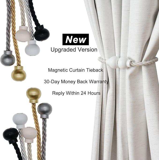 6 Pack Magnetic Curtain Tiebacks Modern Handmade Rope Curtain Tie Backs - Image 7