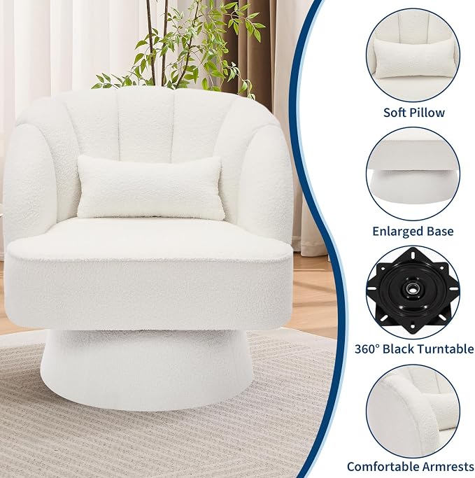 Garvee Ultra-Plush Swivel Accent Chair, 360° Barrel Lounge Chair - Image 5