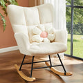 DUMOS Rocking Chair with High Backrest, Nursery Teddy Upholstered Indoor by DumosLifestyle