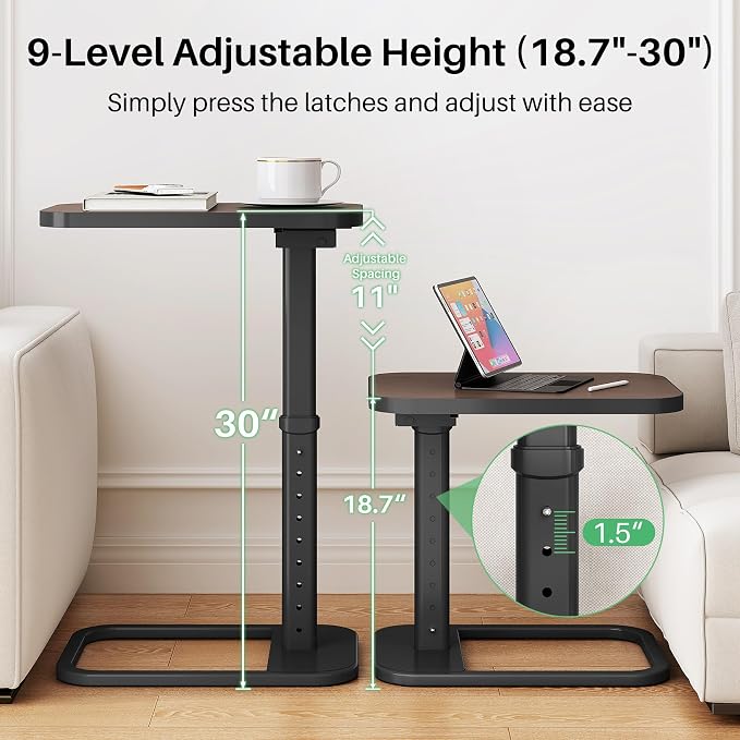 Kitstorack TV Tray Table, Adjustable Height & Rounded Metal Corners, Snack Table - Image 4