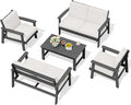 SERWALL HDPE Patio Furniture Set, 5 Piece All Weather Wood-Like Sectional by SERWALL
