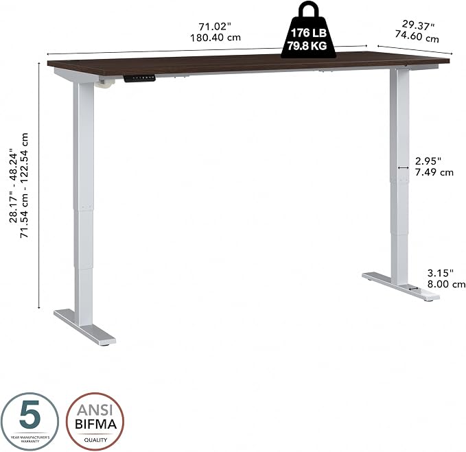 Bush Business Furniture 72-inch Electric Height Adjustable Standing Desk - Image 3