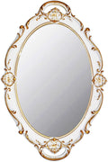 YCHMIR Vintage Mirror Small Wall Mirror 14.5 x 10 inchs Oval White by YCHMIR