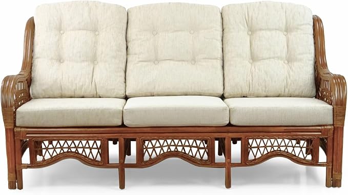 Malibu Lounge Set of 4: 2 Natural Rattan Wicker Chairs, Three-Seater Sofa - Image 7