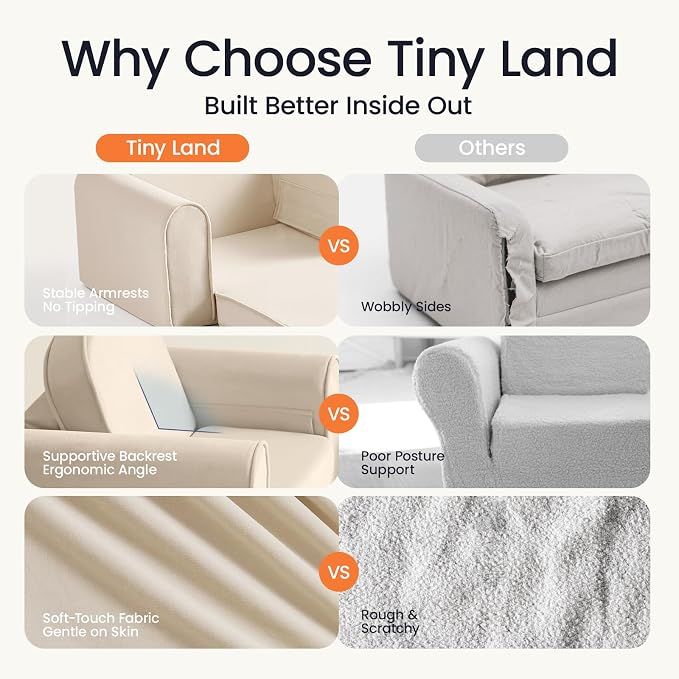 Tiny Land 2-in-1 Foldable Kids Couch - Image 4