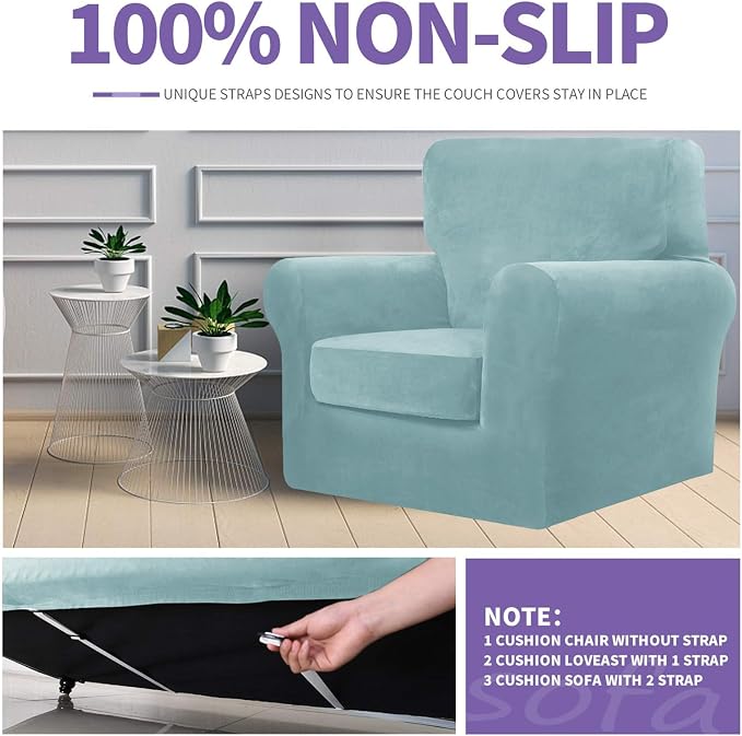 ZNSAYOTX Oversized Velvet Couch Cover 4 Piece Stretch Sofa Covers - Image 5