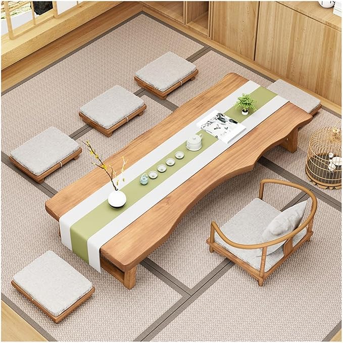 Japanese Floor Table -Vintage Solid Wood Tatami Table, Low Rectangular Tea Table by Unknown