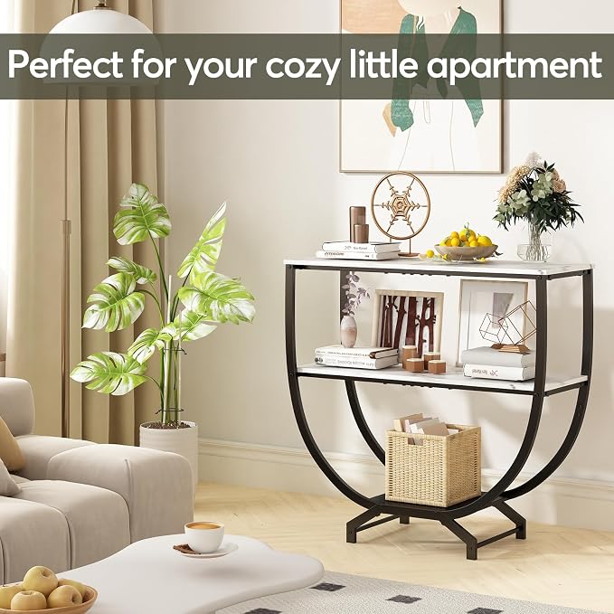 GILLAS 3 Tier Console Tables, Sofa Table Behind Couch Table, Industrial - Image 9