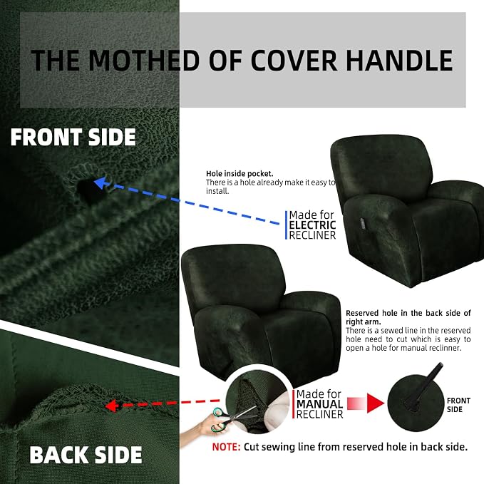 ANARACHON Recliner Chair Covers Leather Like, 4 Pieces Recliner Cover - Image 6