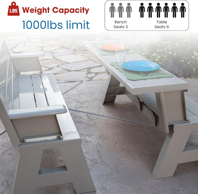 Convert-a-Bench Gen 1 2-in-1 Outdoor Convertible Bench to Picnic Table | - Image 6