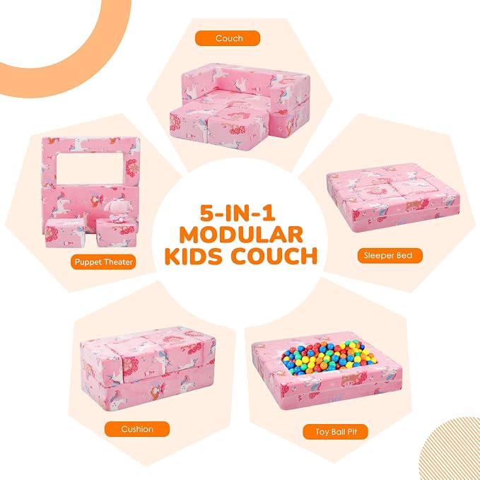 MeMoreCool Modular Kids Couch, Glow Play Toddler Couch - Image 4