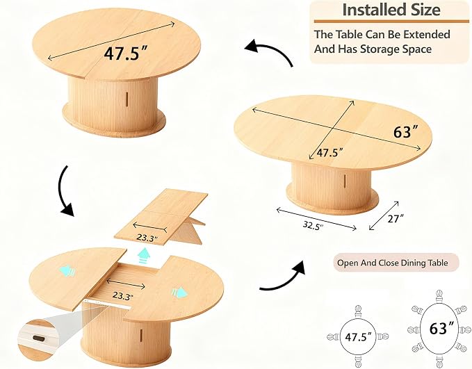 Wildhome Extendable Round Dining Table - Image 2