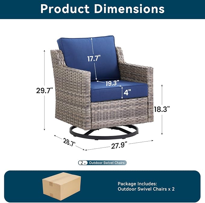 Outdoor Swivel Rocker Patio Chairs-High Back Wicker Swivel Rocker Patio Chairs - Image 8