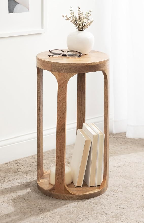 Kate and Laurel Dahl Wooden Round Drink Table; 12 x 23; Natural Brown; - Image 4