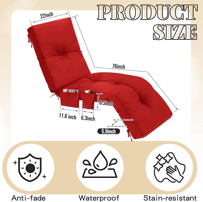 Kigley Outdoor Chaise Lounge Cushions - Image 2