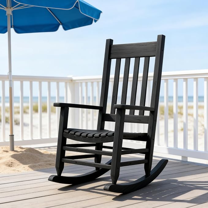 Oversized Outdoor Wooden Rocking Chair - Image 2