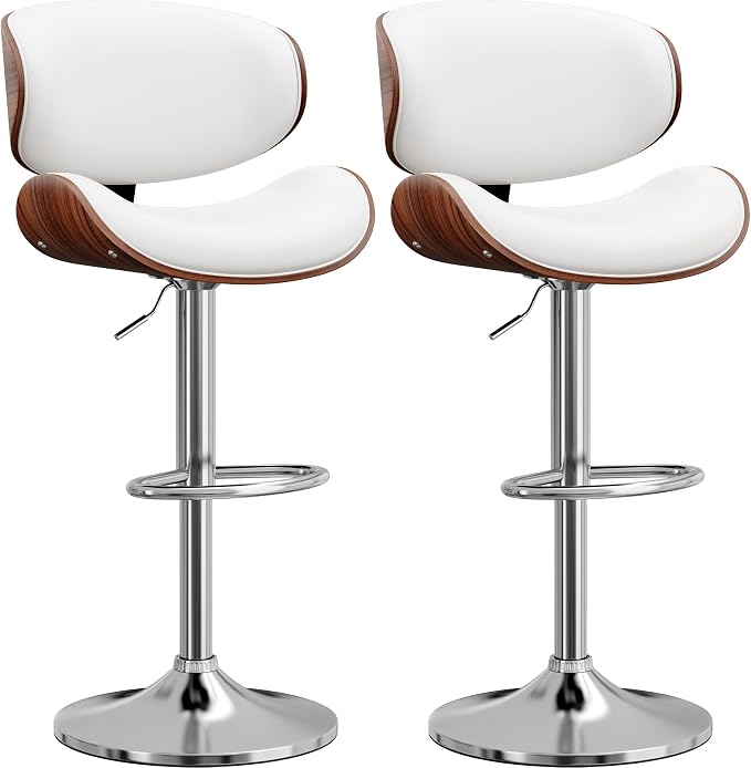 YaFiti Bar Stools Set of 2, Bentwood Adjustable Height Swivel Bar Stools by YaFiti