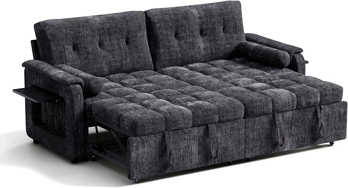 Convertible Sleeper Sofa Bed, 86 Inch Chenille Pull Out Couch - Image 11