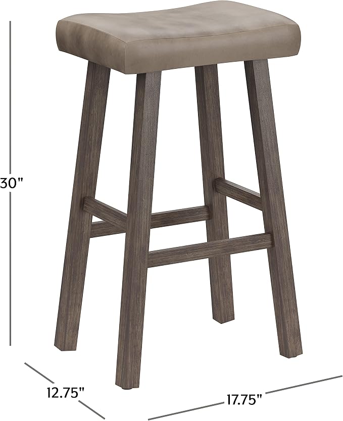 Hillsdale Furniture Saddle Backless, Rustic Gray Bar Stool - Image 3