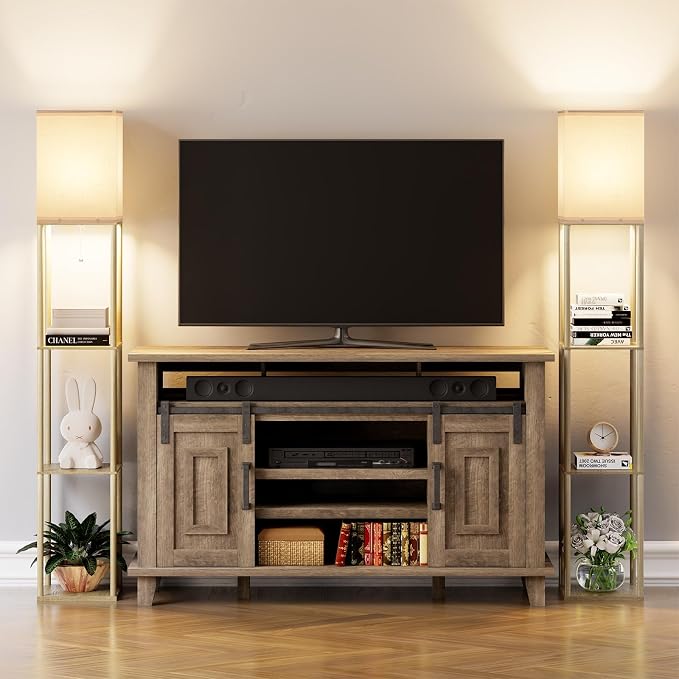 Floor Lamp with Shelves for Living Room Natural Wood, Shelf Floor Lamp with 3 - Image 8