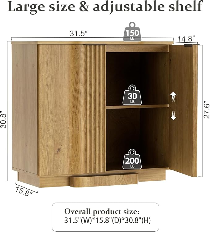 Brafab Buffet Cabinet, 94.5" Modern Farmhouse Accent Sideboard Cabinet - Image 2