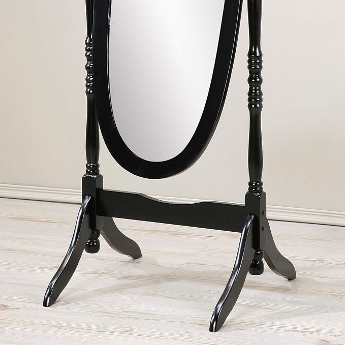 Roundhill Furniture Traditional Queen Anna Style Wood Floor Cheval Mirror - Image 3