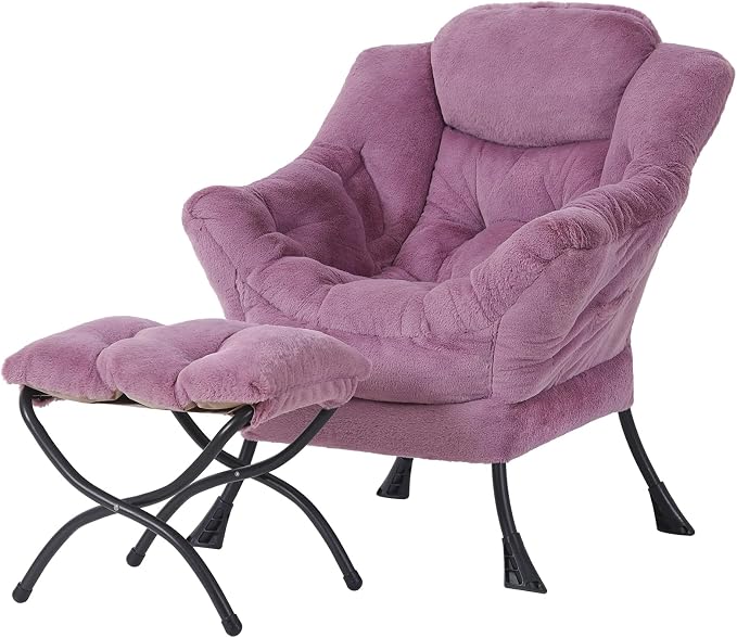 Welnow Lazy Chair with Ottoman, Modern Accent Chair with Armrests and a Side by LifeGetsBetterWithWelnow