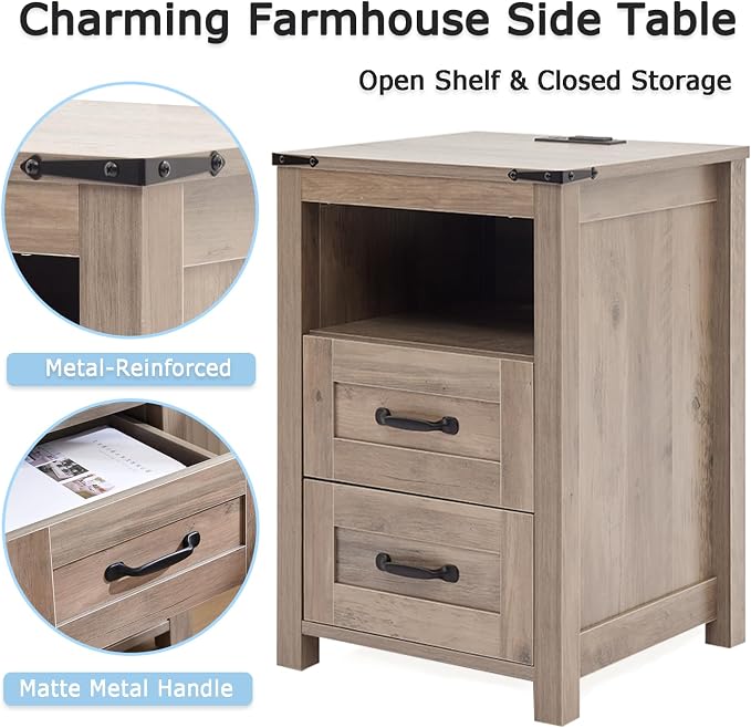 Sierra Night Stand Set of 2, Rustic End Table - Image 6