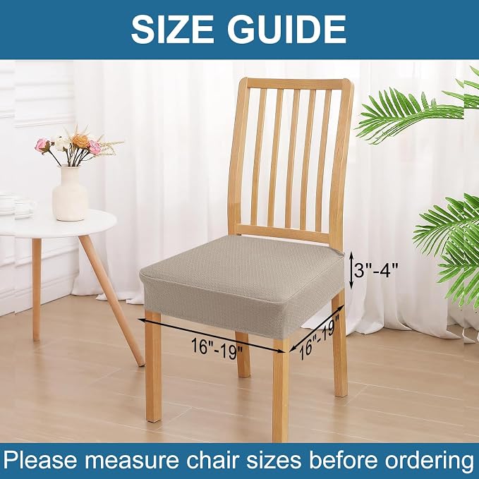 Smiry Waterproof Seat Covers for Dining Room Chairs Set of 4, Stretch Jacquard - Image 2