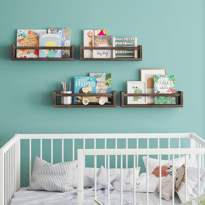 Fixwal Floating Book Shelves for Wall, 16.5 Inch Nursery Book Shelves for Kids - Image 2