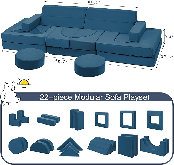 Edbuosy 22Pcs Modular Kids Play Couch - Image 2