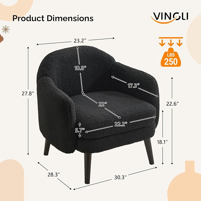 VINGLI 30.3" Wide Modern Barrel Accent Armchair - Image 2