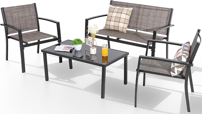 Shintenchi 4 Pieces Patio Furniture Set All Weather Textile Fabric Outdoor by Shintenchi%7CFurnitureMadeforRealLife