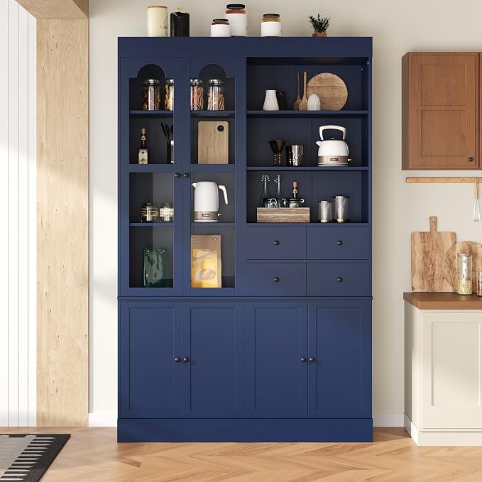 VilroCaz 75'' Tall Freestanding Kitchen Pantry Cabinet, Wood Large Cupboard - Image 3
