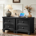 SAVOR LIFE Farmhouse Nightstand Set of 2, Rustic Low Nightstands by SAVORLIFEFurniture