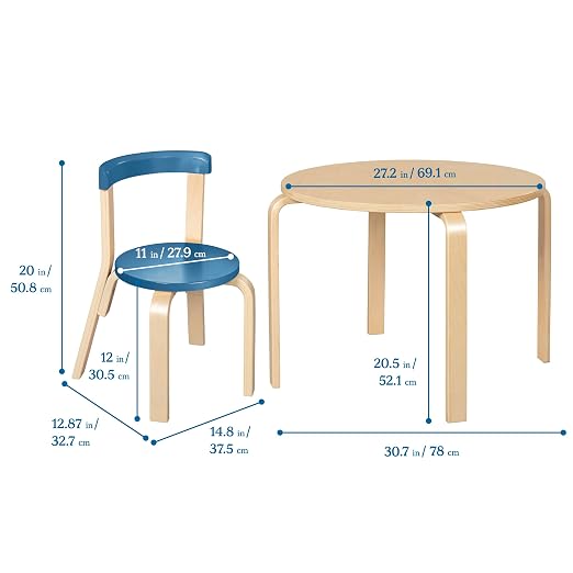 ECR4Kids Bentwood Table and Curved Back Chair Set, Kids Furniture, Contemporary - Image 2