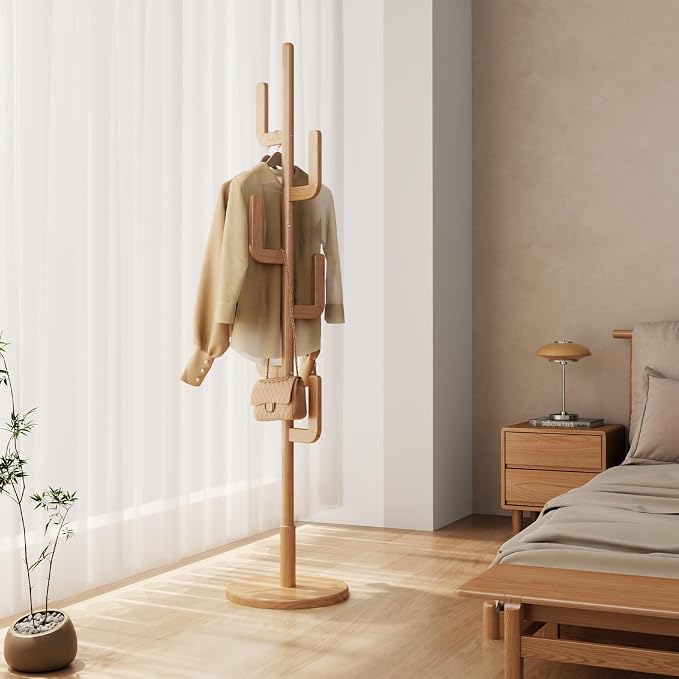 Muwuele Solid Wood Cactus Coat Rack, Freestanding Coat Rack - Image 2