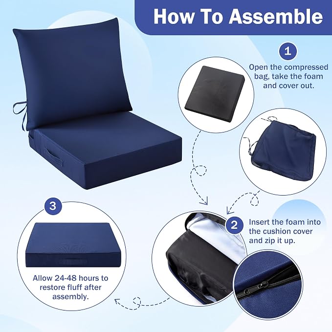 IASEAHK Outdoor Seat Cushion Set, Waterproof & Fade Resistant Patio Chair - Image 8
