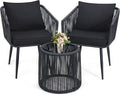 Kromax 3 Pieces Patio Rattan Bistro Conversation Set, Outdoor All-Weather by KROMAX