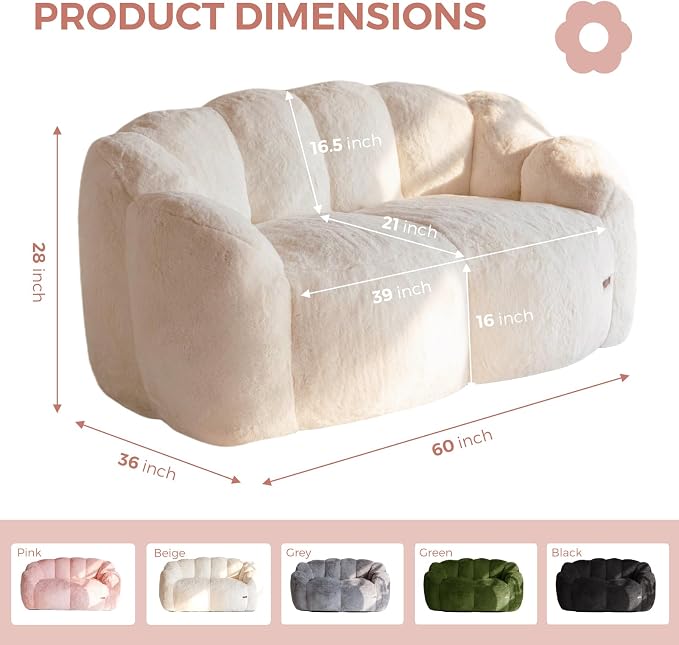 MAXYOYO Bean Bag Chair for Adults, Loveseat Floral Shaped Bean Bag Sofa - Image 2
