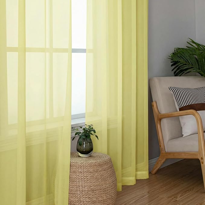 OWENIE Sheer Curtains 63 Inch Length 2 Panels Set - Image 8