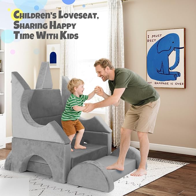 15 Pcs Modular Kids Play Couch, Toddler Couches That Fold Out, Plush Foam Chair - Image 4