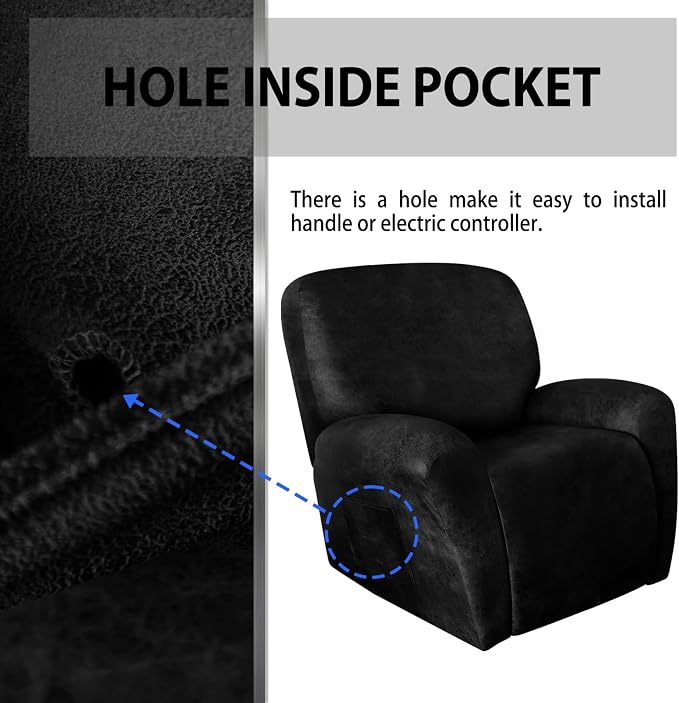 ANARACHON Leather Like Recliner Chair Covers Heavy Duty, 4 Pieces Recliner Cover - Image 6