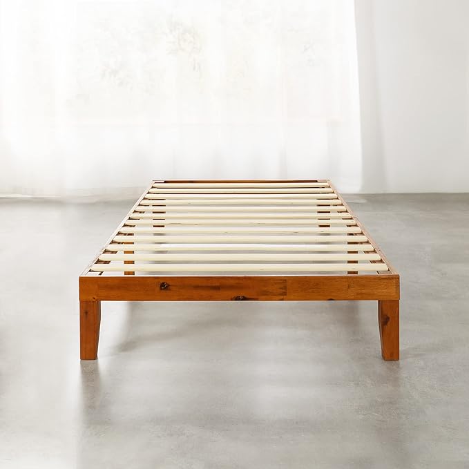 Mellow Naturalista Classic 12-Inch Solid Wood Platform Bed | Wooden Slats - Image 3