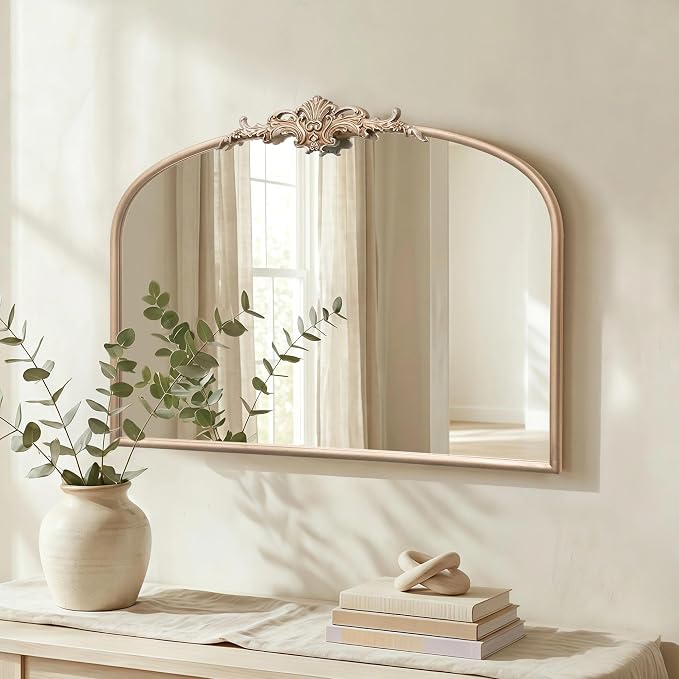 Besdomus Arched Vintage Gold Mirror: 32"x24" French Large Champagne Gold - Image 4