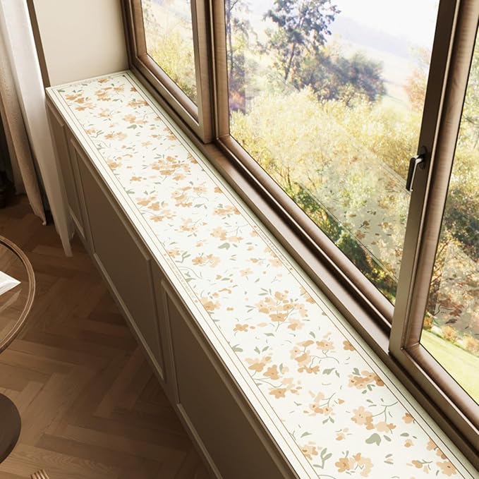 Floral Print Window Sill Cushion – Ultra-Narrow Waterproof Pad by BANEBOR