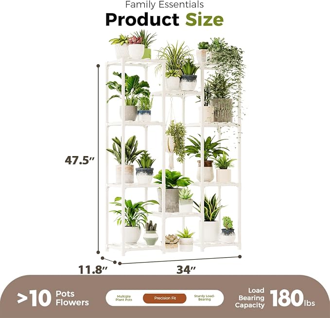 Bamworld White Plant Stand Indoor/Outdoor Ladder Plant Rack, 3 Tiers - Image 5