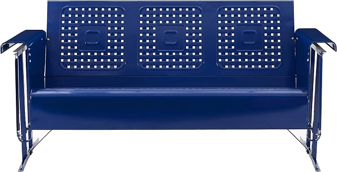 Crosley Furniture Bates Retro Metal Outdoor Sofa Glider, 3-Person Rocking Patio - Image 4